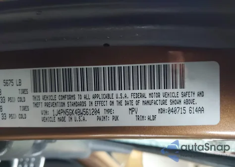 2011 Jeep Liberty Limited Edition from USA, damaged, VIN 1J4PN5GK4BW561204